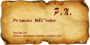 Primusz Nándor névjegykártya